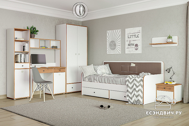 Шкаф 2х дверн. 0,86 "Кристофер"(Дуб золотой/Белый)/Mb/Vd_13.138