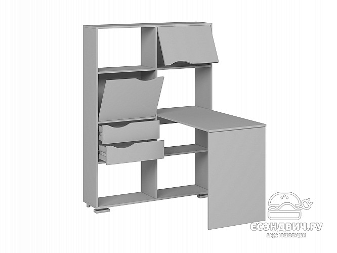 Стол письменный угловой лев. "Лаворо" (Белый/Анкор белый) D