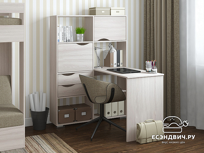 Стол письменный угловой лев. "Лаворо" (Ясень-шимо светлый) D