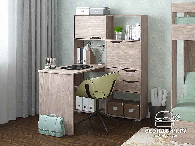 Стол письменный угловой прав. "Лаворо" (Анкор светлый) D