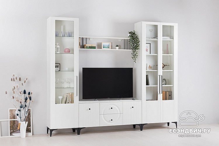 Тумба ТВ "Мелисса"(МДФ)(Белая шагрень)/Mb/Vl_16.45