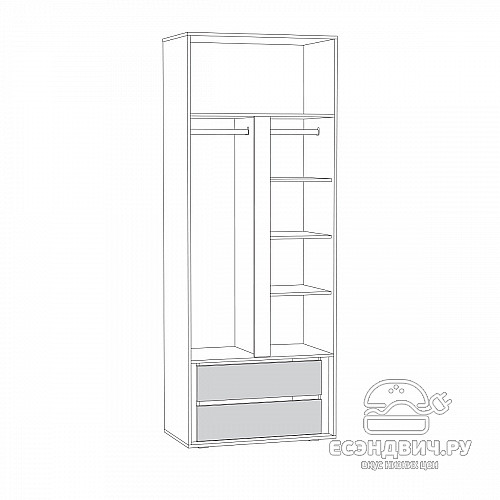 Шкаф 0,87 "Николь"(Дуб Эндгрейн элегантный/Белая шагрень)/Mb/Ms_13.198