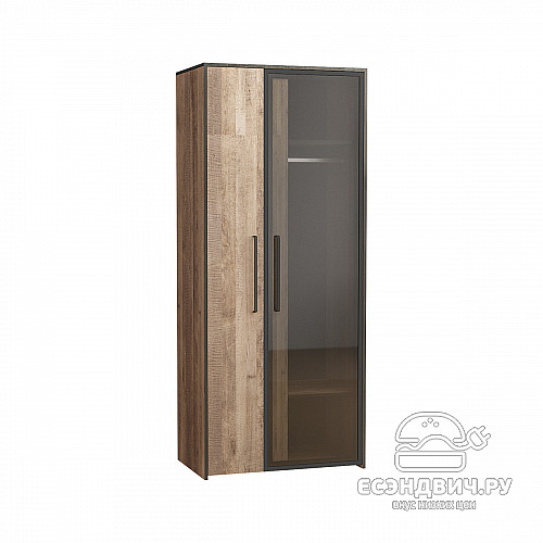 Шкаф 0,88 "Тэйлор"(Дуб Гранж Песочный/Интра/Стекло тонир.)/Mb/Trv_13.204