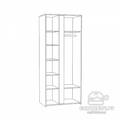 Шкаф 0,88 "Тэйлор"(Дуб Гранж Песочный/Интра/Стекло тонир.)/Mb/Trv_13.204