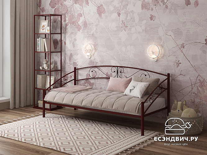 Кровать 900 F salsa "Ларго"(Металл Коричневая шагрень)-MS/Слс4