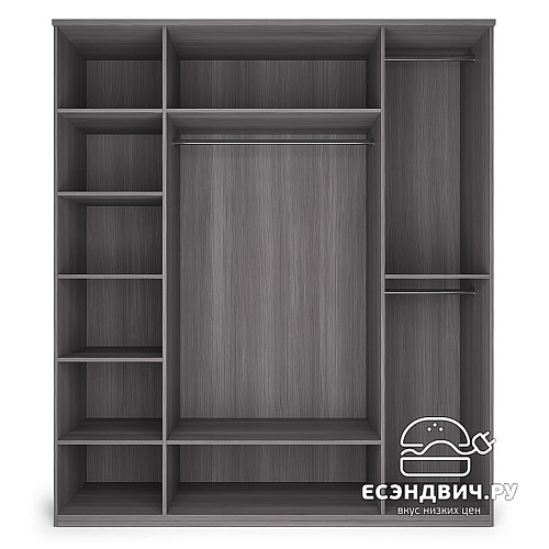 Шкаф 4х дверн. 1,9 "Марго" (Лиственница темная/Экокожа дила) -Kr/PrmN