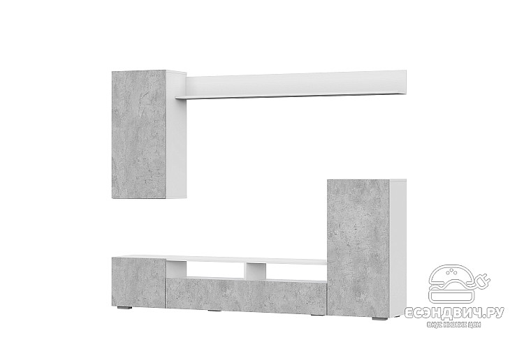 Гостиная 2,13 "Ромбус" (Белый/Цемент светлый) SV/NNM4