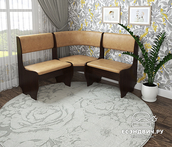 Скамья угловая мягкая compatto "Оливьер" (Венге/Кожзам Mango 5 sand (Bt)) -G