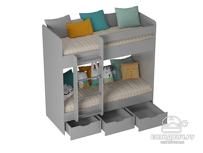 Кровать двухъярусная 70х160 tre "Лаворо" (Белый/Розовый кварц) D