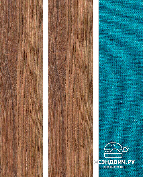 Кровать двухъярусная с диваном и лестницей-комодом "Лаворо" (Дуб Аризона/Дуб Аризона/Savana Plus Lagoon) D_B3