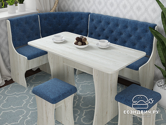 Кухонный уголок bravo "Оливьер" (Сосна винтерберг/Рогожка Orion Denim) -G/Л3