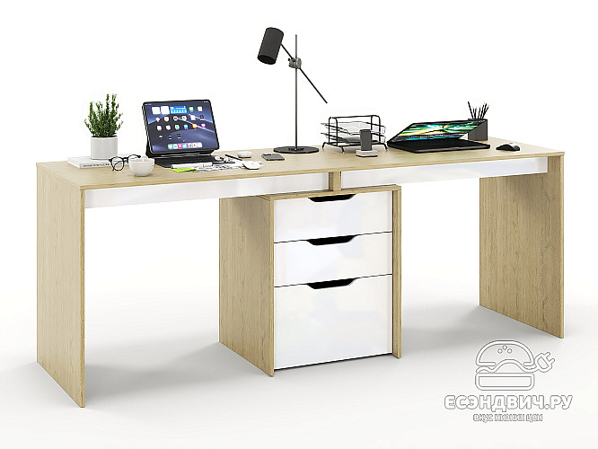 Стол письменный 1,8 grand "Лаворо" (Пикард/Белый глянец) D