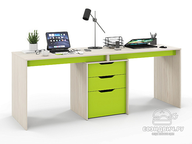 Стол письменный 2,0 grand "Лаворо" (Сосна астрид/Лайм) D