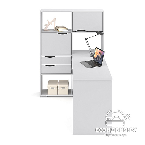 Стол письменный угловой лев. L "Лаворо" (Сосна винтерберг / Маренго) D