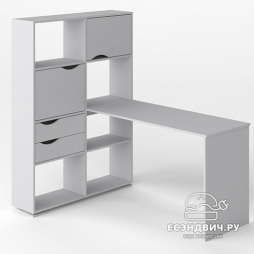 Стол письменный угловой лев. L "Лаворо" (Сосна винтерберг / Маренго) D