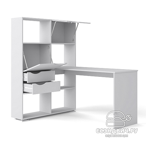 Стол письменный угловой лев. L "Лаворо" (Сосна винтерберг / Маренго) D