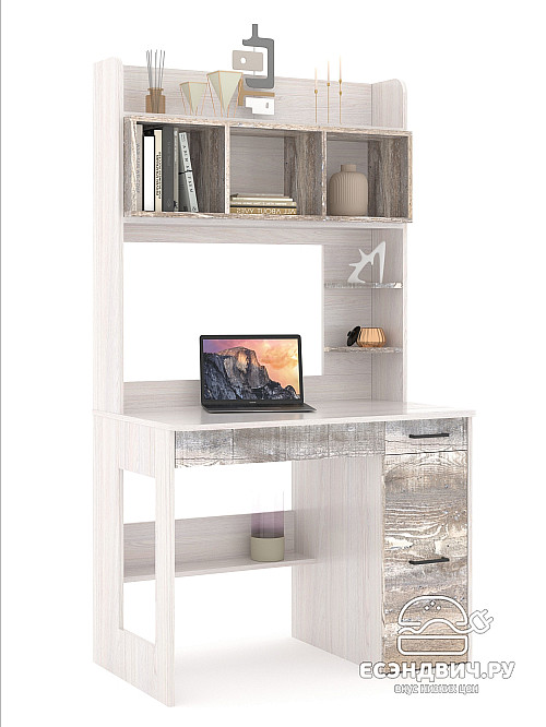 Стол письменный 1,0х1,8 прав.art "Лаворо" (Анкор белый / Бетон пайн экзотик) /1795