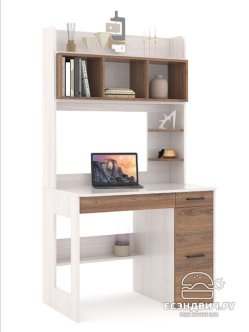 Стол письменный 1,0х1,8 прав.art "Лаворо" (Анкор белый / Дуб аризона) /1795