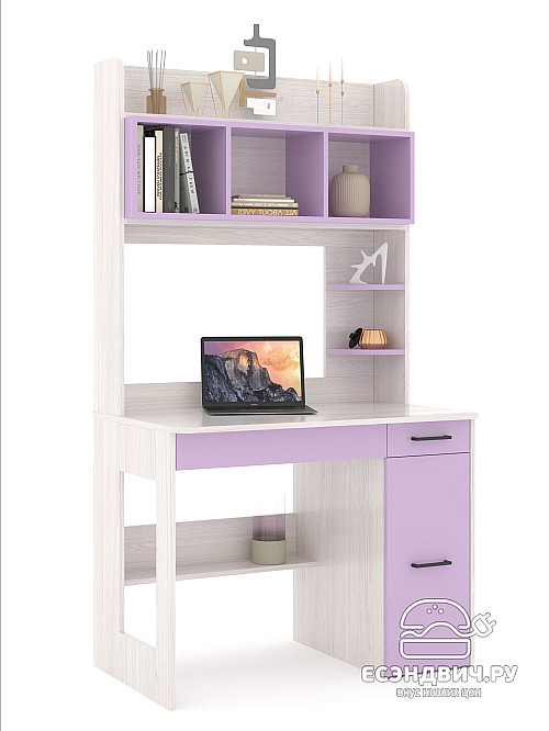 Стол письменный 1,0х1,8 прав.art "Лаворо" (Анкор белый / Ирис) /1795