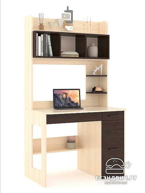 Стол письменный 1,0х1,8 прав.art "Лаворо" (Дуб выбеленный/Венге) /1795