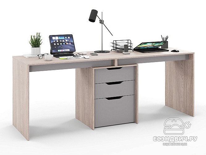 Стол письменный 1,8 grand mini "Лаворо" (Анкор светлый / Вулканический серый) D