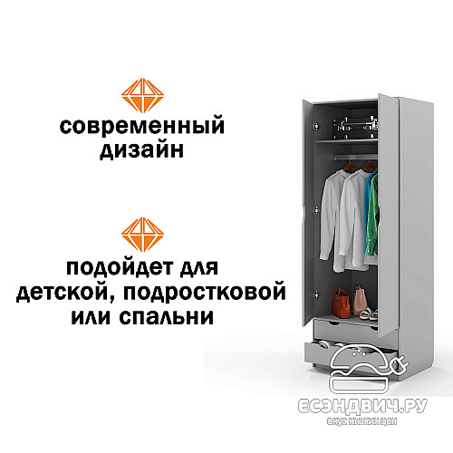 Шкаф 5 80х210 grand "Лаворо" (Анкор светлый / Вулканический серый) /1719