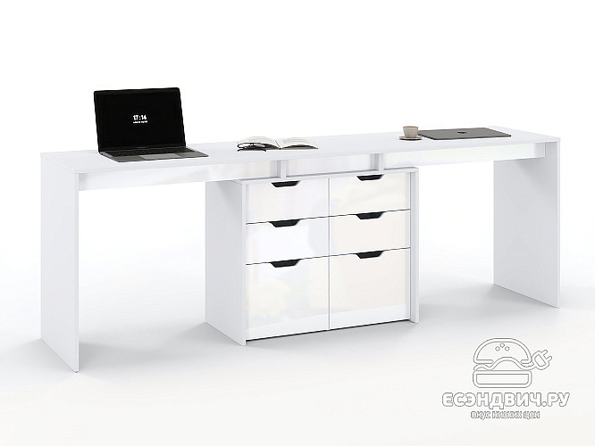 Стол письменный 2,2 grand tre "Лаворо" (Белый / Белый глянец) D