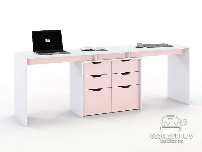Стол письменный 2,2 grand tre "Лаворо" (Белый / Розовый кварц) D