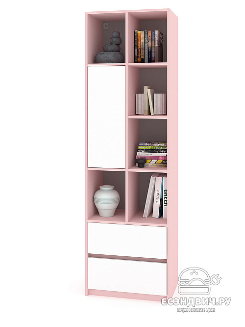 Шкаф 19 60х200 grand "Лаворо" (Розовый кварц / Белый) /1918